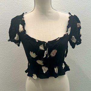 UO black floral top